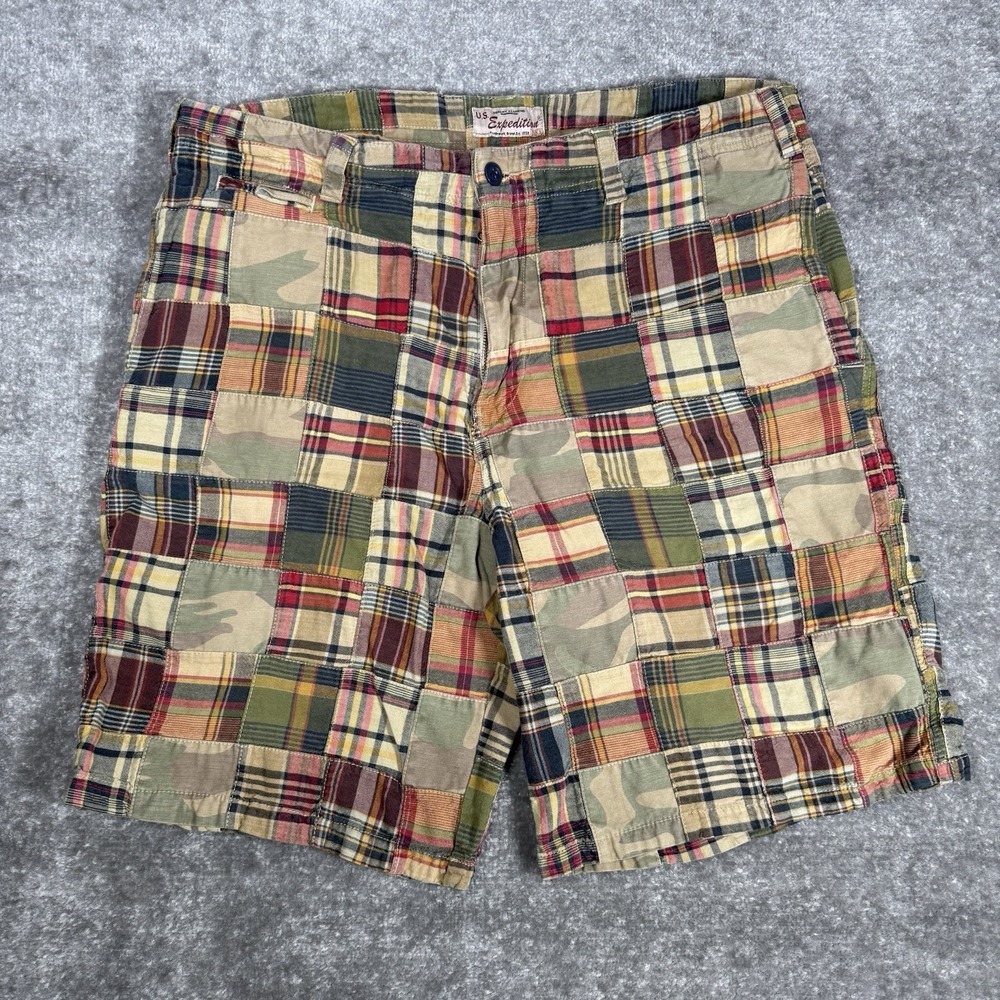 US Expedition Shorts Men's 36 Patchwork Chino 9" Inseam Preppy Relaxed‎ Boho